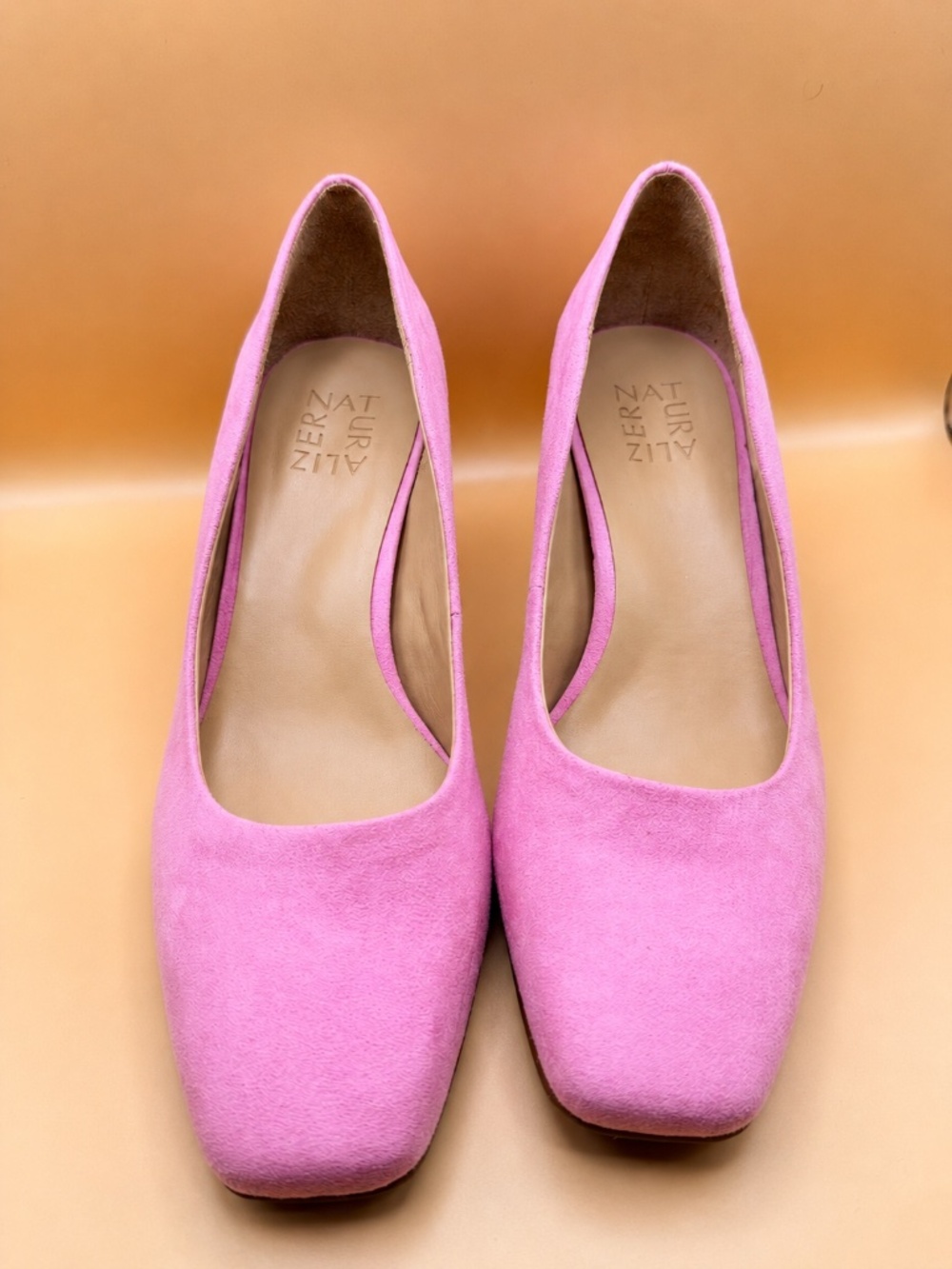 Naturalizer Pink Suede Block Heel Pumps 8.5W Wide